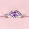 Luxurious Sparkling Purple Color Set Zircon Women's Ring, Unique Wedding Engagement Accessories Women's Romantic Jewelry Gift