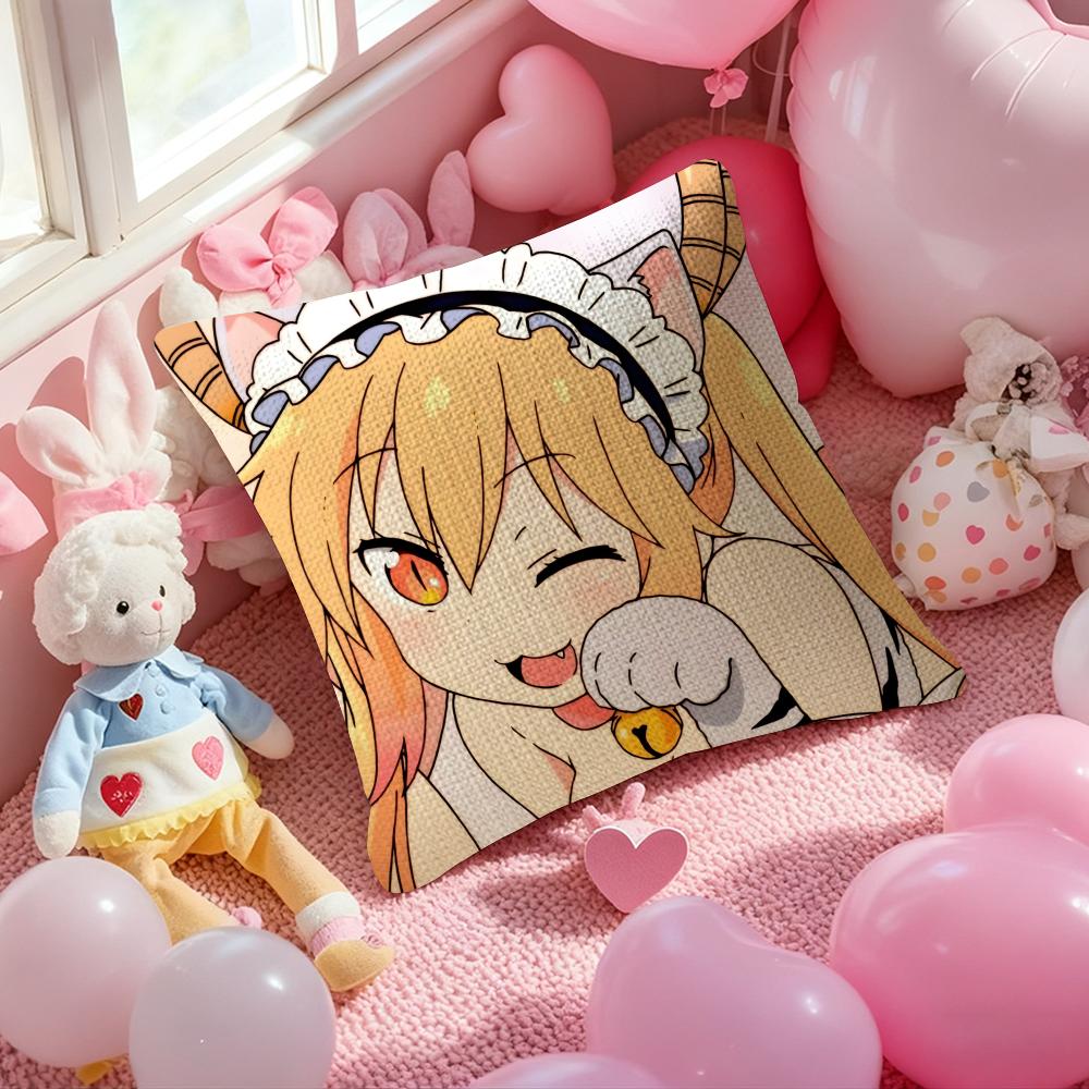 Miss Kobayashi’S Dragon Maid-B Anime Pillow Case Anti-Dustmite Pillowcase Invisible Zipper Silky Short Plush Sofa Cushion Cover