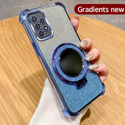 Nárazuvzdorný třpytivý zrcadlový kroužek pouzdro na telefon pro Samsung Galaxy A71 A51 A31 A11 A02 A02S A12 A22 A32 A52 A52S A22S 5G 4G měkký kryt