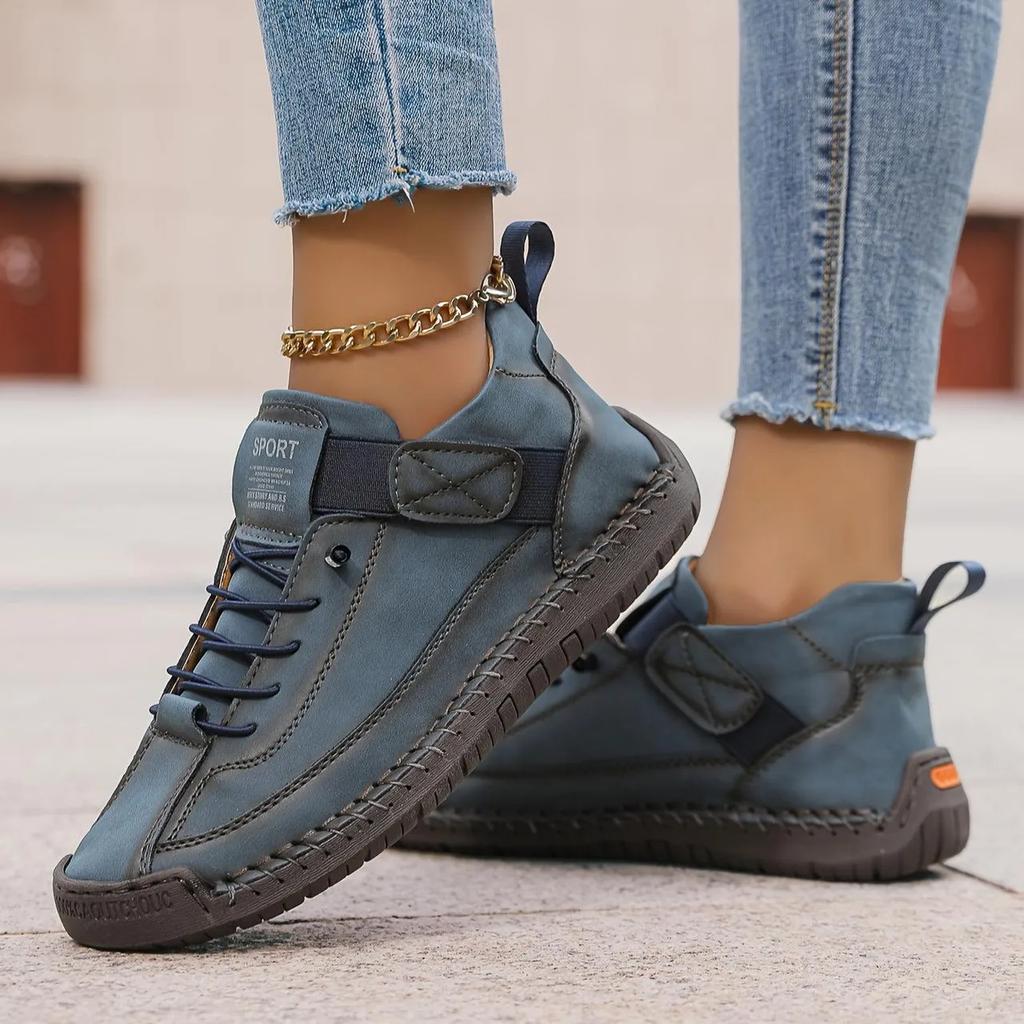 Women's Ankle Boots Soft Soles Comfortable All-matching Outdoor Shoes Mid Top for British Style Retro Anti Slip Workwear Shoes