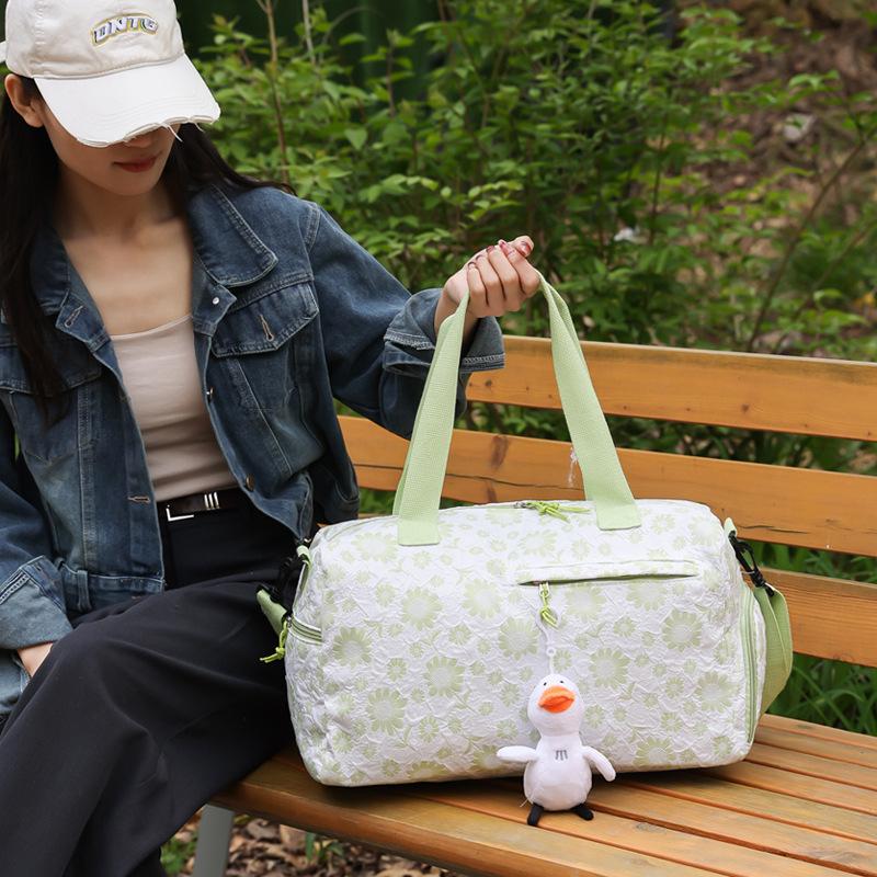 Small and Fresh Casual Contrasting Ribbon Shoe Storage Handheld Travel Bag Dry Wet Separation Multi-pocket Classification Fitness Bag