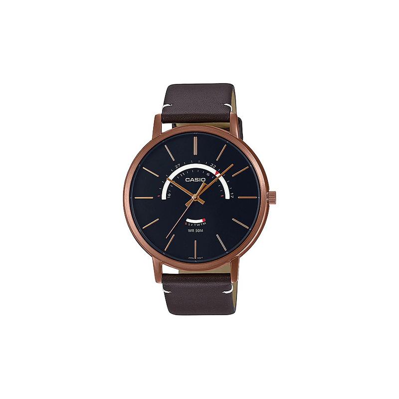 

Casio STANDARD series waterproof quartz movement leather strap Japanese and Korean watch men s watch black dial MTP-B105RL-1AV чёрный