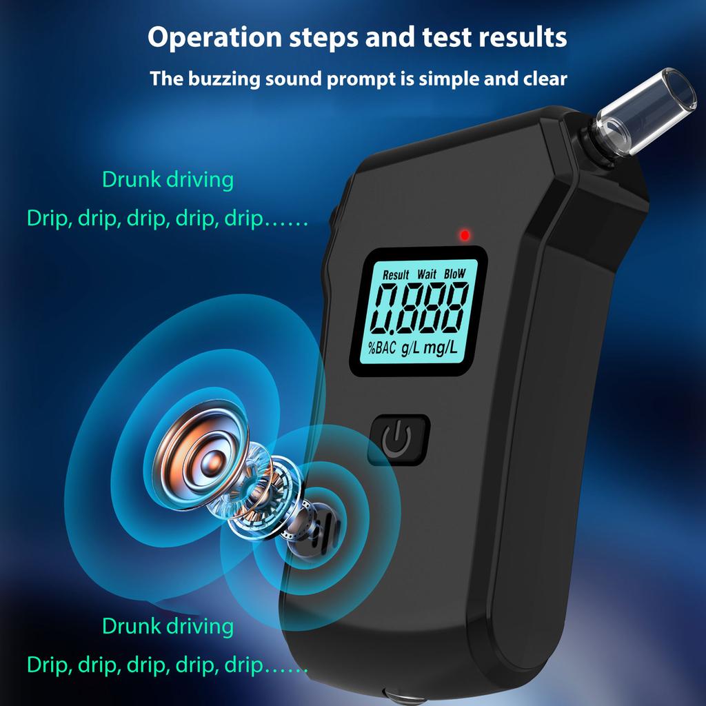 Portable Alcohol Tester High Accuracy Sensor with Emergency LED Light Pandheld Alcohol Breath Test for Car Travel Party