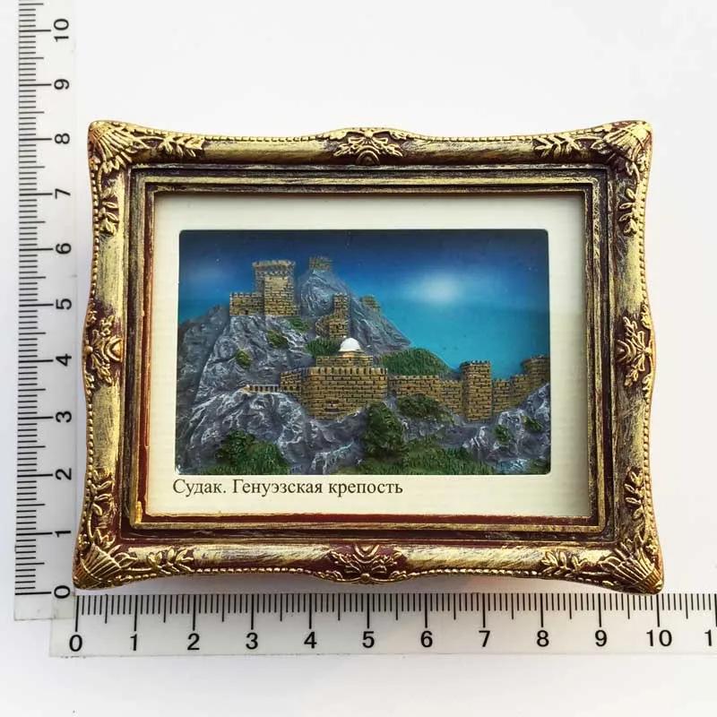 Ukraine Tourist Souvenirs Fridge Magnets Swallow Castle Mini Picture Frame Creative Home Decoration Resin Magnetic Stickers