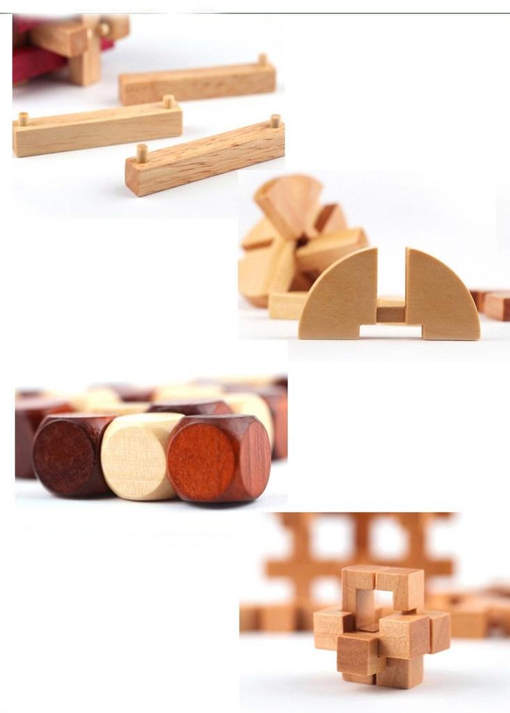3D Konfucius Puzzle Sada 9 typů 3D intelektuální hračka pro dospělé strategická mapa v ceně přírodní dřevo obtížnost [Mythology Plaza] (Návod k použití)