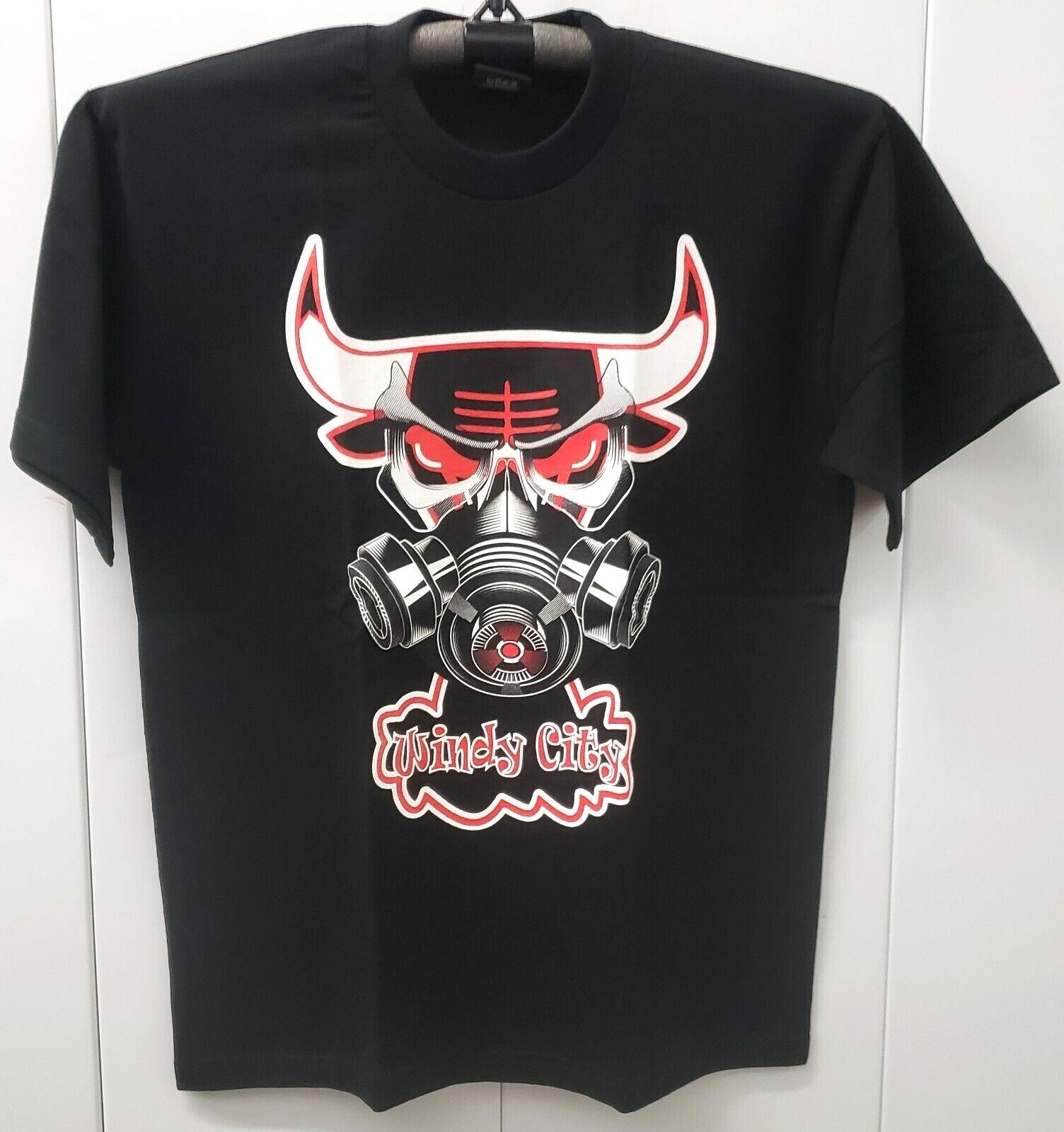 Chicago T-shirt Chi Town Windy City Bulls Gas Mask Tee Men s 2XL Black New XXXXL