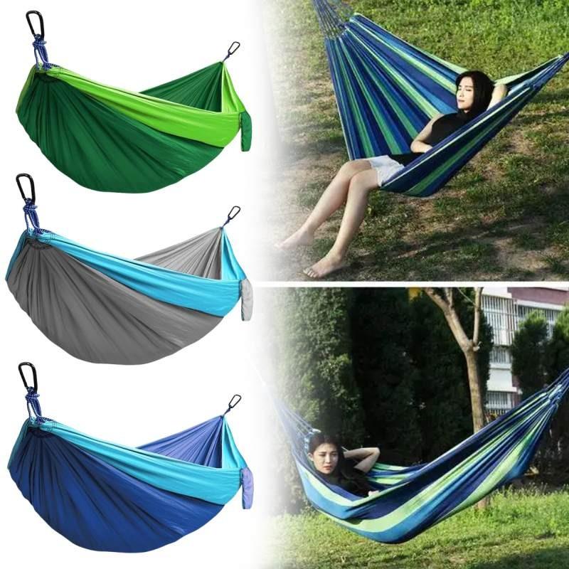 Double Nylon Hammock With Parachute Fabric For Outdoor Camping And Portable Use