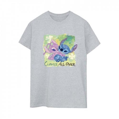 Disney Womens/Ladies Lilo And Stitch St Patrick´s Day Clover Cotton Boyfriend T-Shirt