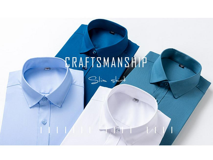 2025 Bamboo Fiber Men's Short Sleeve Shirt - No Pocket, Light Business Fashion, Multi-Color Options