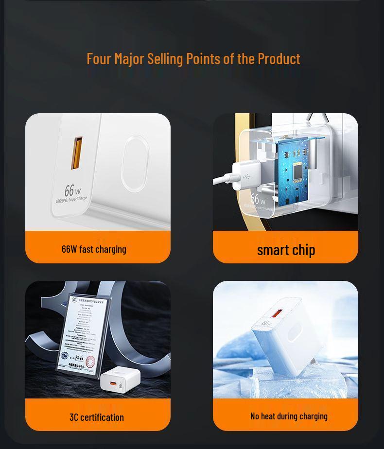 Compatible 66W Super Fast Charger for Huawei P40/Mate30Pro, Honor 6A Flash Charge Set