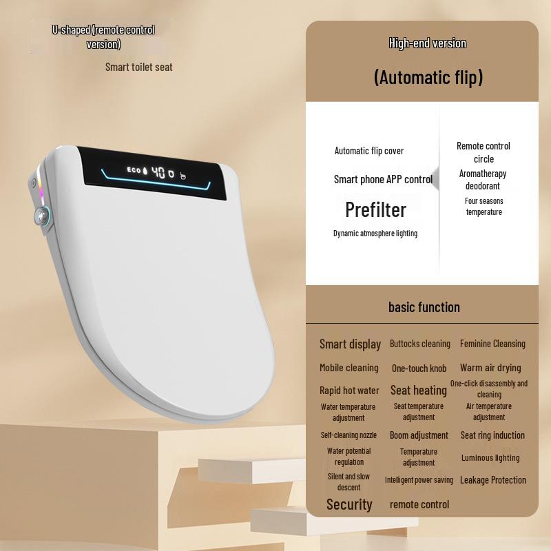 Smart Heated Toilet Seat Cover with Automatic Flip-Up and Foam Shield