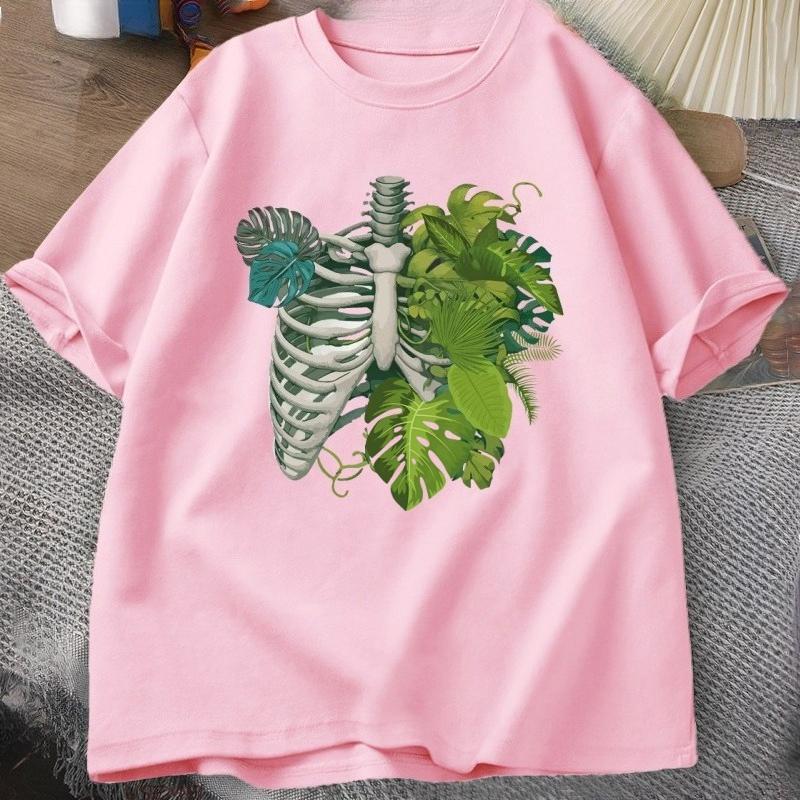 Skeleton Plant Body Tshirt Women Unisex Funny Plant Lover T Shirt Plant Mom Tee Funny Graphic T Shirts Cotton Short Sleeve Clothes