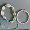 2 Stück Geflochtenes Seil Reisperlen Fußkettchen Set Muschel Vintage Strand