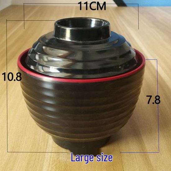 Two-Tone A5 Melamine Japanese Soup Bowl with Lid - Imitation Porcelain Miso Cup