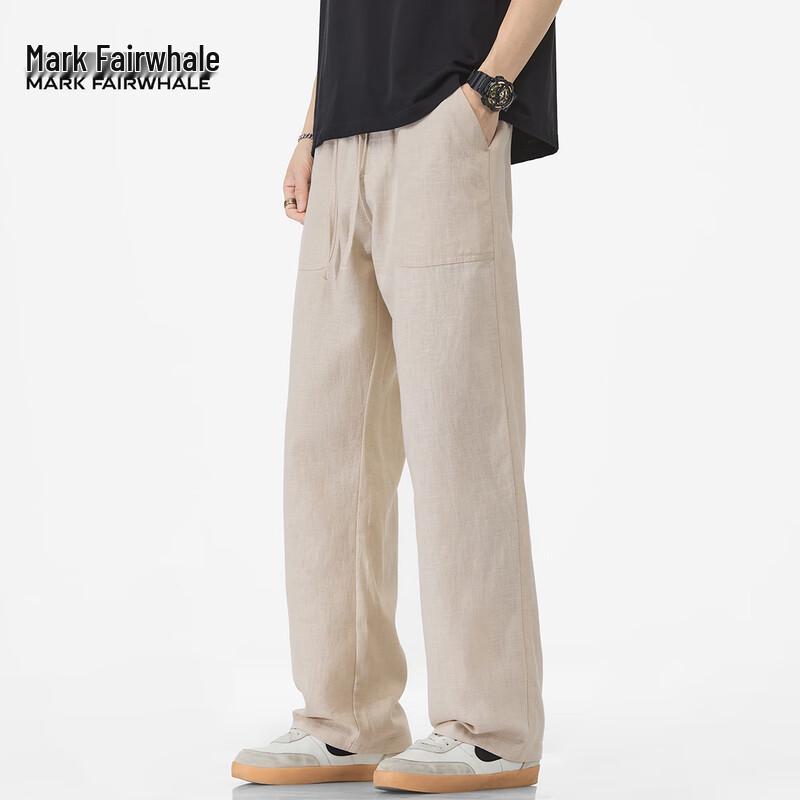 Mark Fairwhale Men's Breathable Ramie Blend Loose Straight Casual Pants