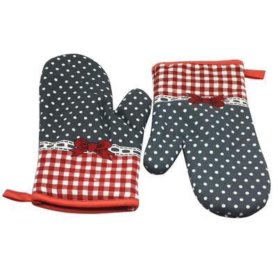 (SU)Kitchen Cooking Cotton Microwave Oven Gloves Mitts Pot Pad Heat Protected Beige