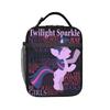 Custom Littles Ponyed Insulated Lunch Bag for Outdoor Picnic Twilight Sparkle Waterproof Cooler Thermal Bento Box Unisex