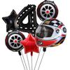 6PCS Motor Helmet Balloon Wheel Tire Racing Balloons Birthday Decor Boys Race Car Dirt Bike Motorcross Hot Wheel Party Supplies