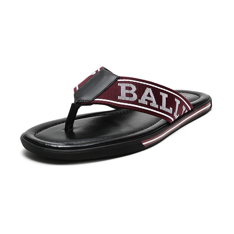 

BALLY Men s Border T Fabric Thong Sandals 9