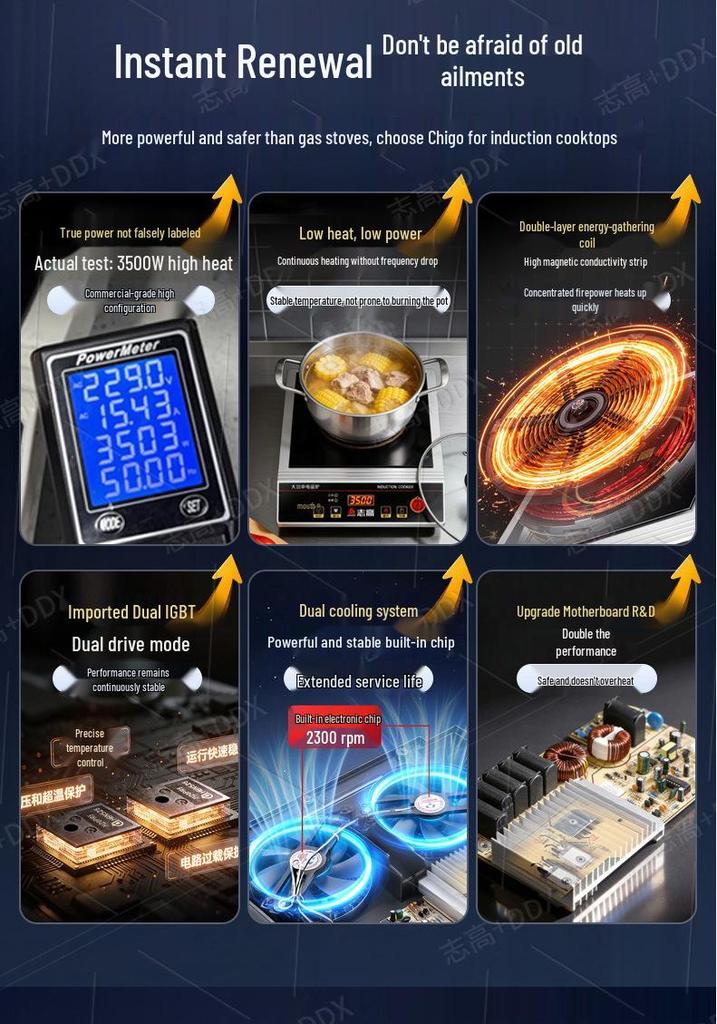 Zhigao 3500W Commercial Induction Cooker - High Power Stir-fry Model for Home and Restaurant Use