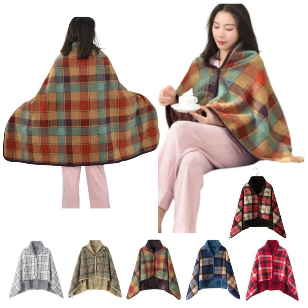 Fleece-lined Home Shawl Blanket Thicken Thermal Blanket Lazy Wearable Blanket Bedroom
