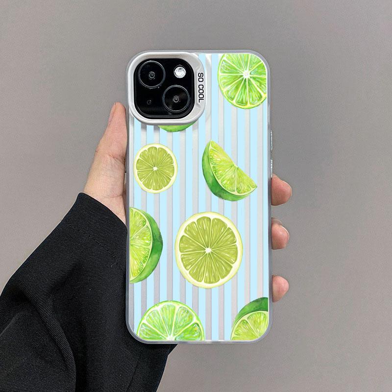 Striped Fruit Pattern Laser Phone Case For IPhone 15 17 Pro Max 16 14 Pro Max Plus 12 11 13 Mini Pro Max Shockproof Back Covers