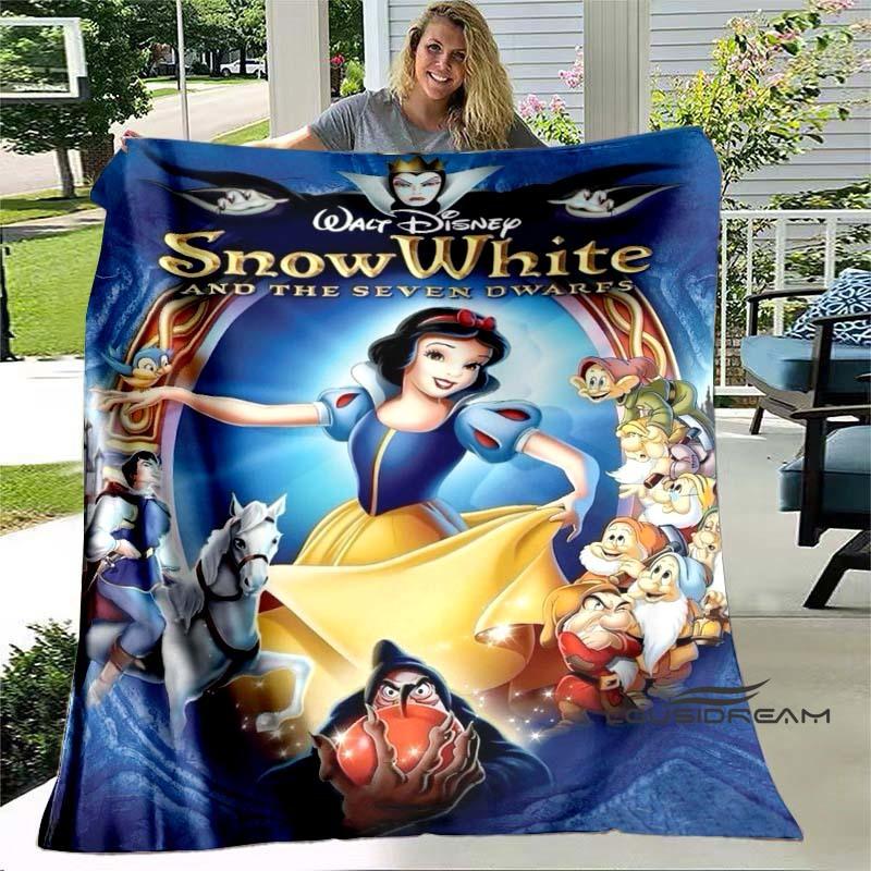Cartoon Snow White and Seven Dwarfs Blanket, Super Soft Flannel Blanket, Perfect for Travel, Bedding, Sofa Blanket, Birthday Gif