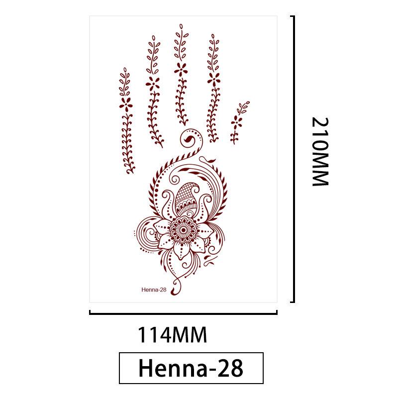 Lace Brown Waterproof Henna Flower Tattoo Stickers for Hands
