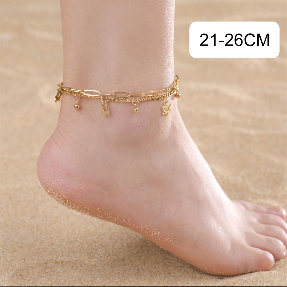 My Shape Star of David Bracelets Adjustable 2 Layers Hand Chain Stainless Steel Link Chain Hexagram Je Jewelry Israel Gifts
