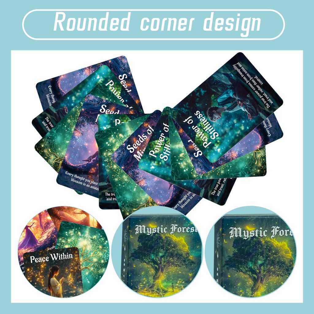 Mystischer Wald Orakelkarten 9*6.7cm Spirituelle Führung & Seelenwachstum Deck 50 Stück Orakelkarten für tägliche Inspiration & Einsicht