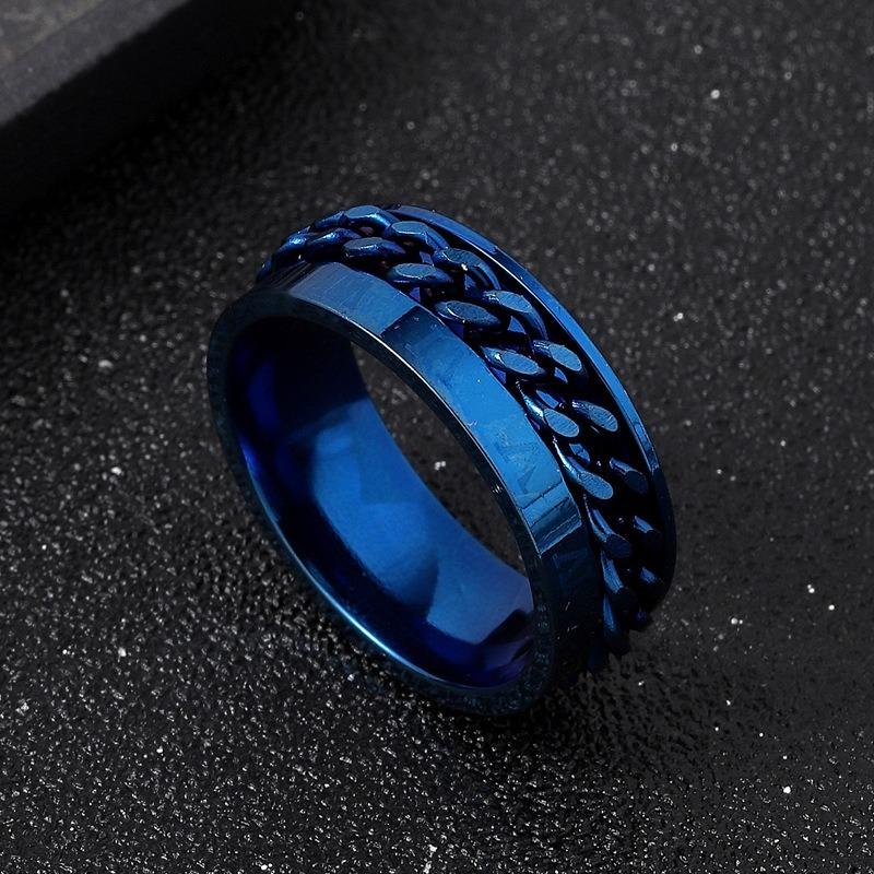 Hot Selling Atmospheric Roman Character Rotatable Chain Stripe Ring