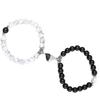 Matte Black & Turquoise Heart-Shaped Magnetic Couple Bracelets Set