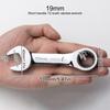 1Pc Metric Open End Wrench with Tight Spaces Gear Repair Hand Tools Steel Stubby Ratcheting Wrench Spanners 72-Tooth Car Repair