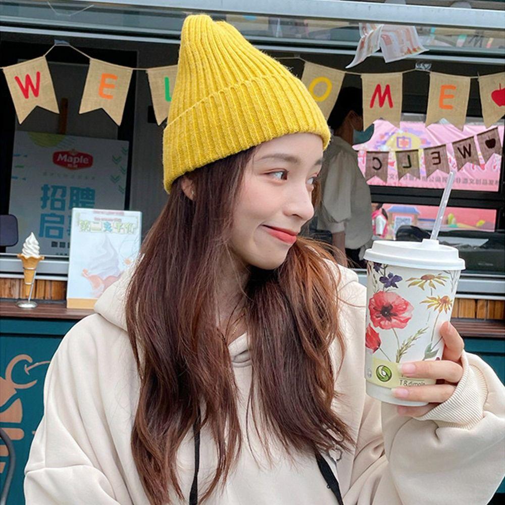 Thick Woolen Hat Soft Slouchy Bonnet Fashion Knitted Cap  for Men Women