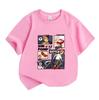 Kids Boys Girls 100% Cotton Crew Neck Short Sleeve T-Shirt, Cartoon Anime Skater Baseball Character Print Casual Comfortable Tee for Daily Summer Wear