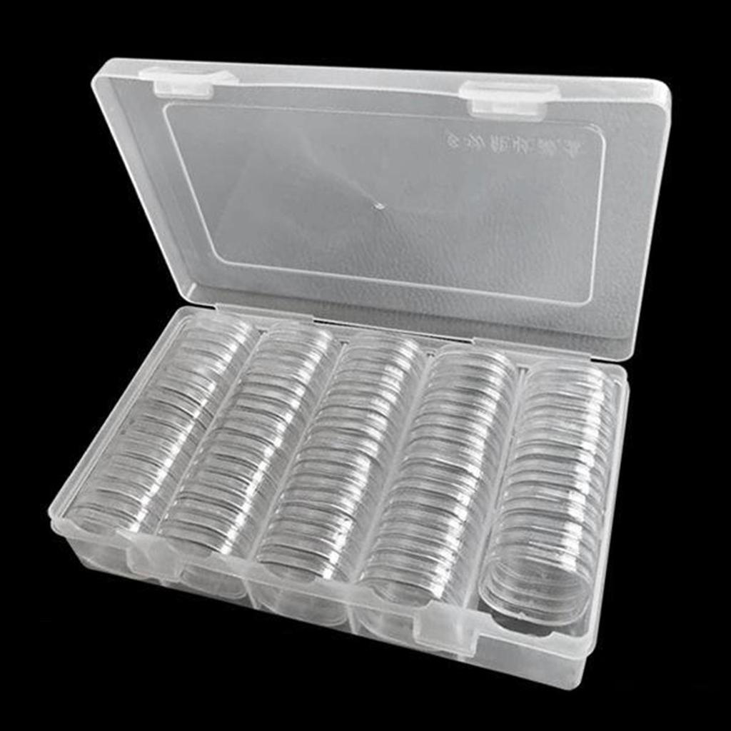 Plastic Coin Holder Case W/ Storage Organizer Box for Supplies ( 27mm , 9 Pieces )