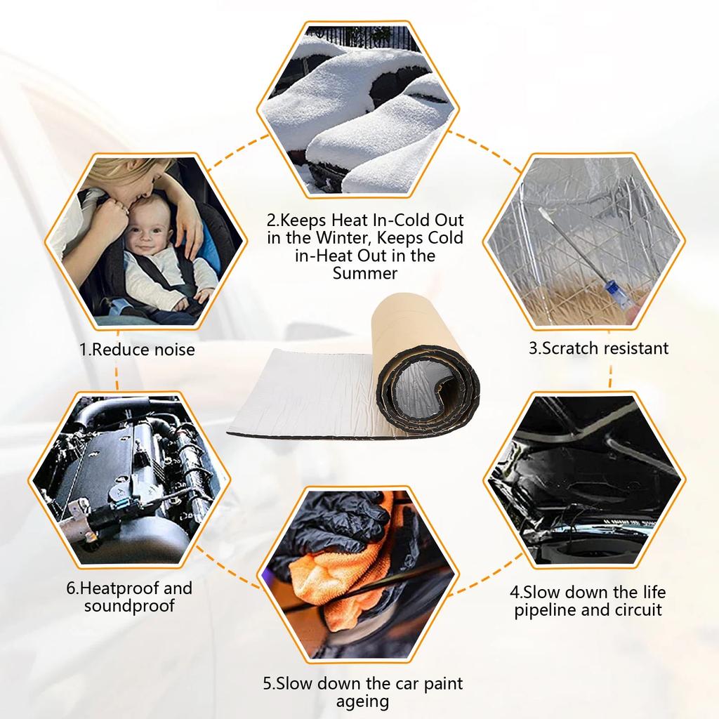 5/10MM Sound Deadener Heat Insulation Mat Car Van Sound Proofing Deadening Insulation Car Hood Insulation Silent Door Wall