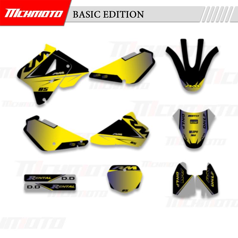MCHMFG Full Set Graphics Backgrounds Decals Stickers Kits For SUZUKI RMZ85 RM 85 2001-2018 Number Name