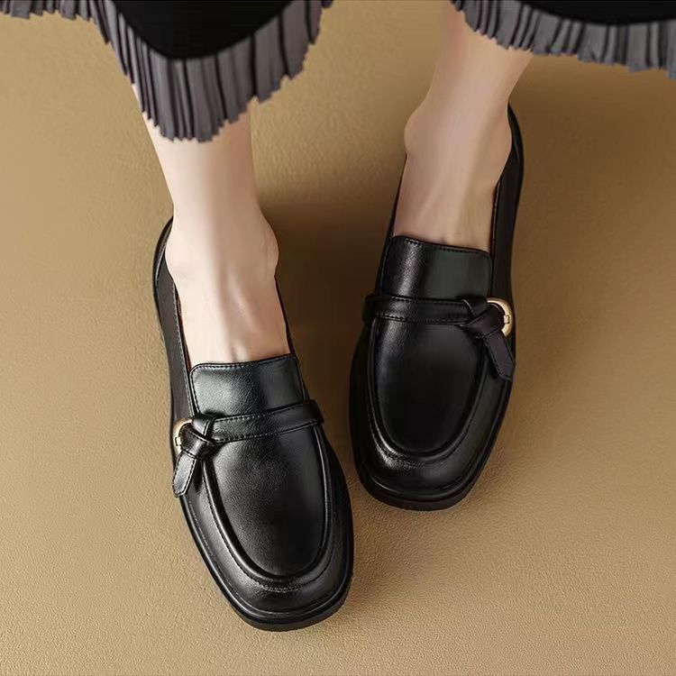Chaussures en cuir souples style anglais 2025 nouvelles chaussures Le Fu polyvalentes à bout rond chaussures plates pour femmes chaussures mocassins