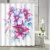 1pc watercolor purple flowers and plants shower curtain, decorative printed shower curtain, including 12 hooks, bath curtains,