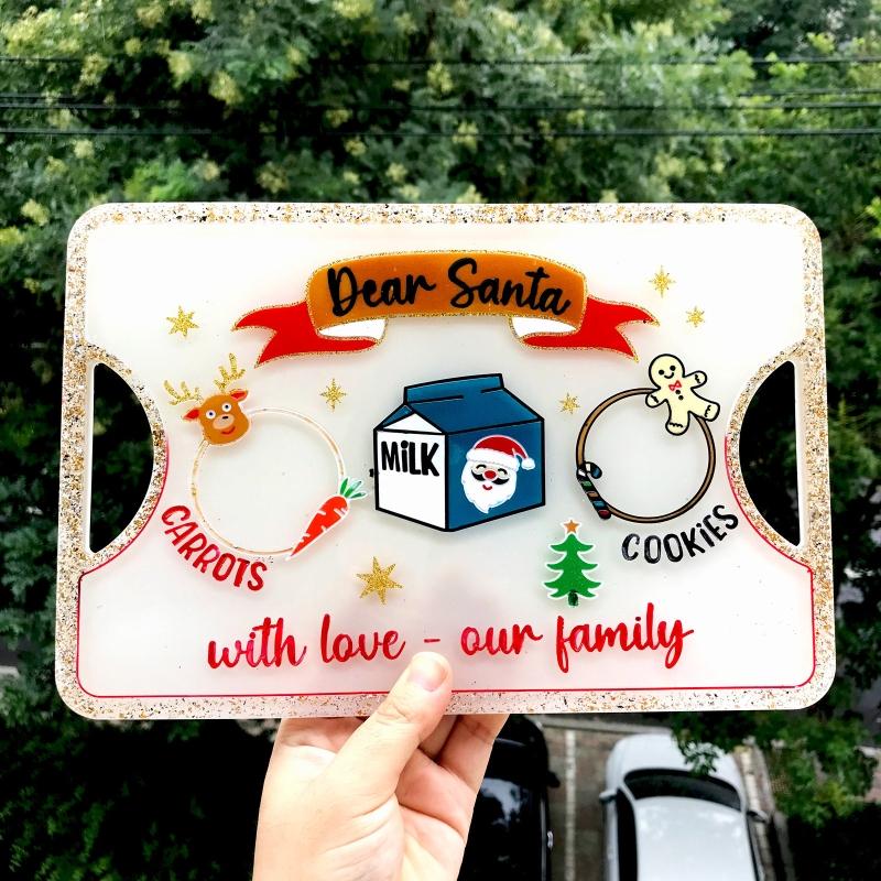 Christmas Large Resin Tray Molds Silicone Santa Claus Mold for Epoxy Resin Mold with Handles Coaster Mold for Home Decor