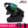 Full Face Motorcycle Helmet With Dual Visors Flip-Up Design Scooter E-Bike Riders
