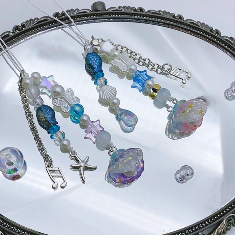 Handmade Beaded Phone Lanyard Star Shape Pendant Strap Detachable Phone Chains Keyring Portable Accessory for Women