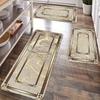 VIKAMA Marble Pattern Hallway Rug, Modern Gold Texture Rug, Non-Slip Kitchen & Entryway Mat, Breathable Indoor Rug
