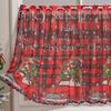 American Christmas Print Lace Curtain Short Window Valance Rectangular Decorative Kitchen Dining Bedroom