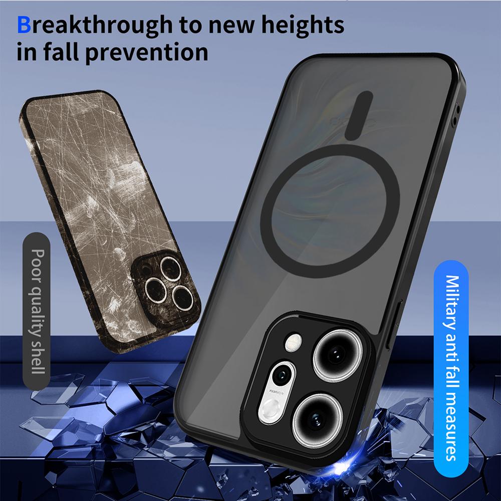 KEYSION Magnetic Phone Case for OPPO Reno 14 Pro 5G Silicone+PC Matte Translucent Clear Shockproof Cover for OPPO Reno14 F 5G