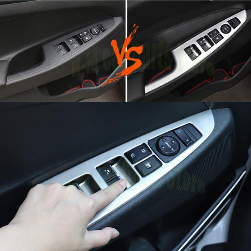 For Hyundai Tucson 2015-2018   Carbon Fiber Interior Stickers Window Lift Switch Button Panel Switch Trim