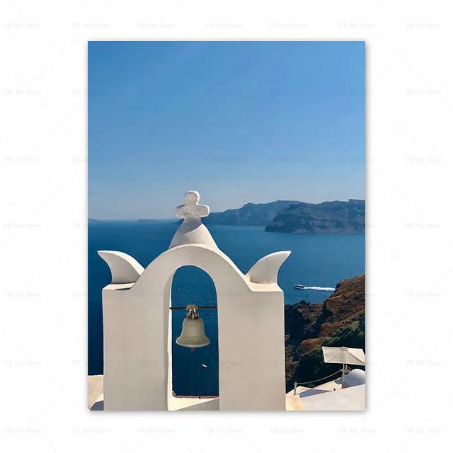Santorini Griechenland Insel und die Ägäis Landschaft Druck Kunst Leinwand Poster Für Wohnzimmer Dekoration Heim Wandbild