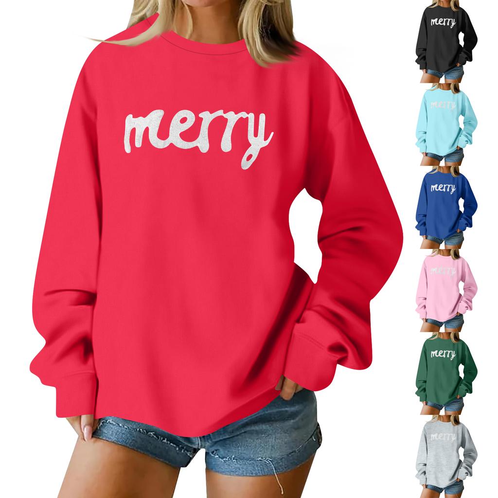 Women  Tops Women's Long Sleeve Sweatshirt Casual Crewneck Loose Fit Pollover Fleece Tops