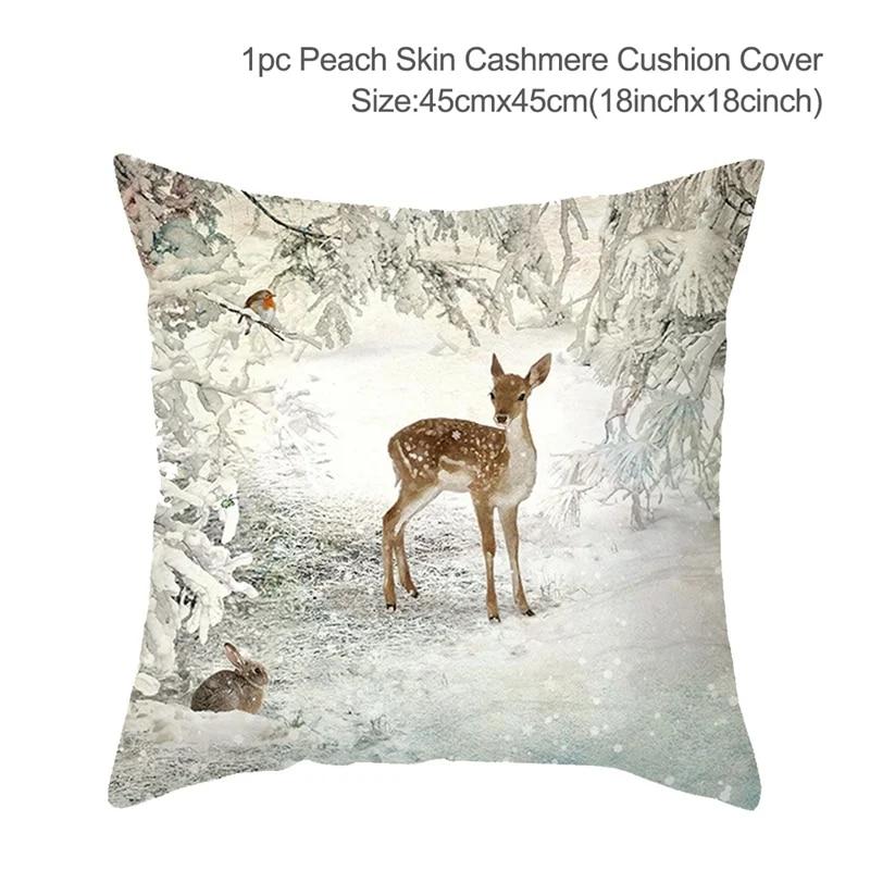Santa Claus Christmas Tree Snow Scene Snowman Animal Deer Rabbit Bird Fox Sofa Seat Bedroom Car Office Decoration Pillowcase
